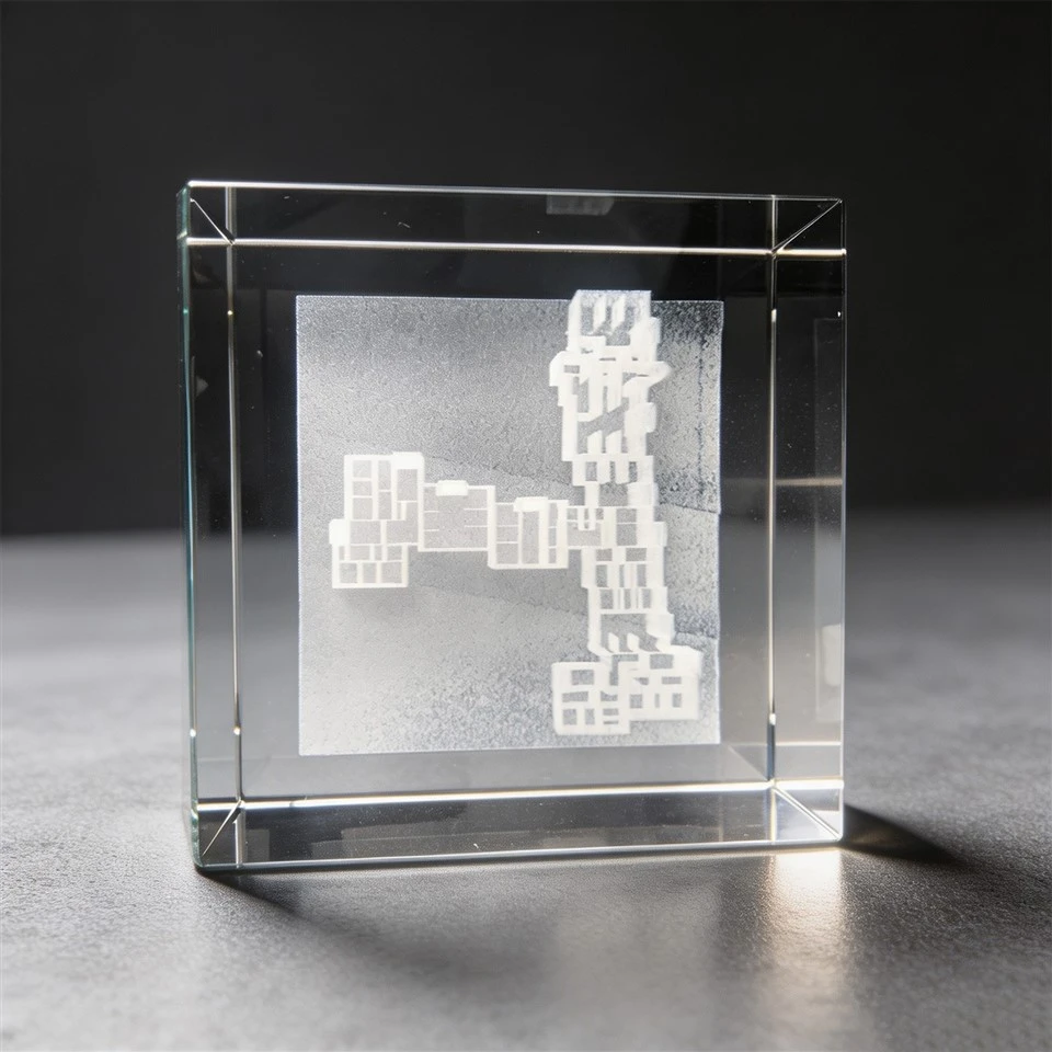 3D Engraved Crystal Architectural Building Award high quality