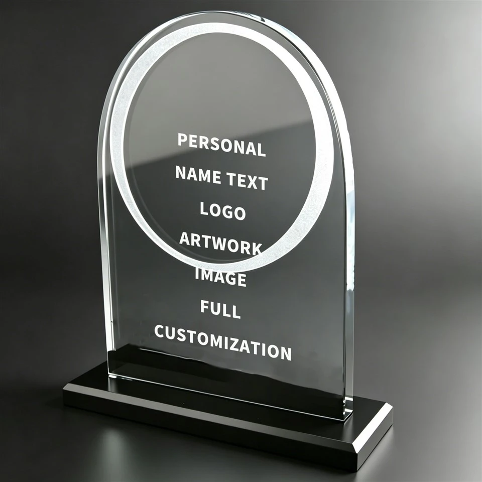 Arched Crystal Award Trophy With Black Base price