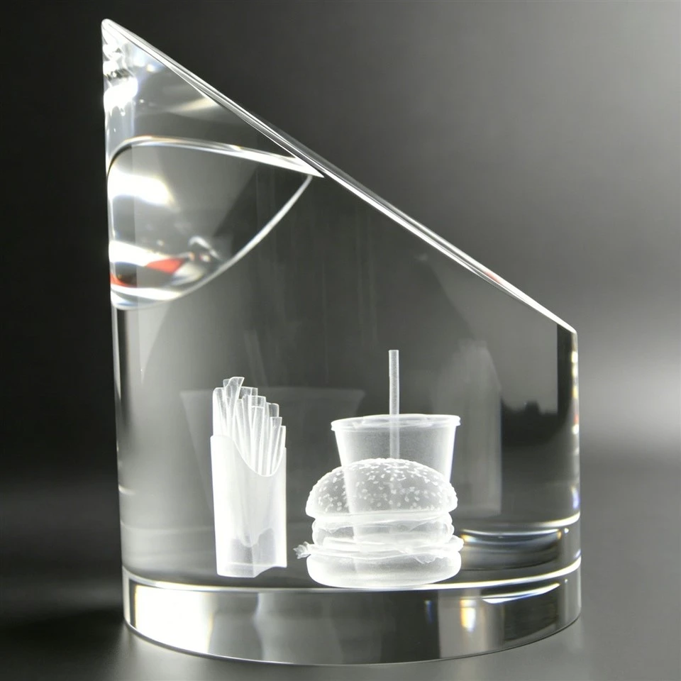 3D Engraved Food Crystal Trophy high quality