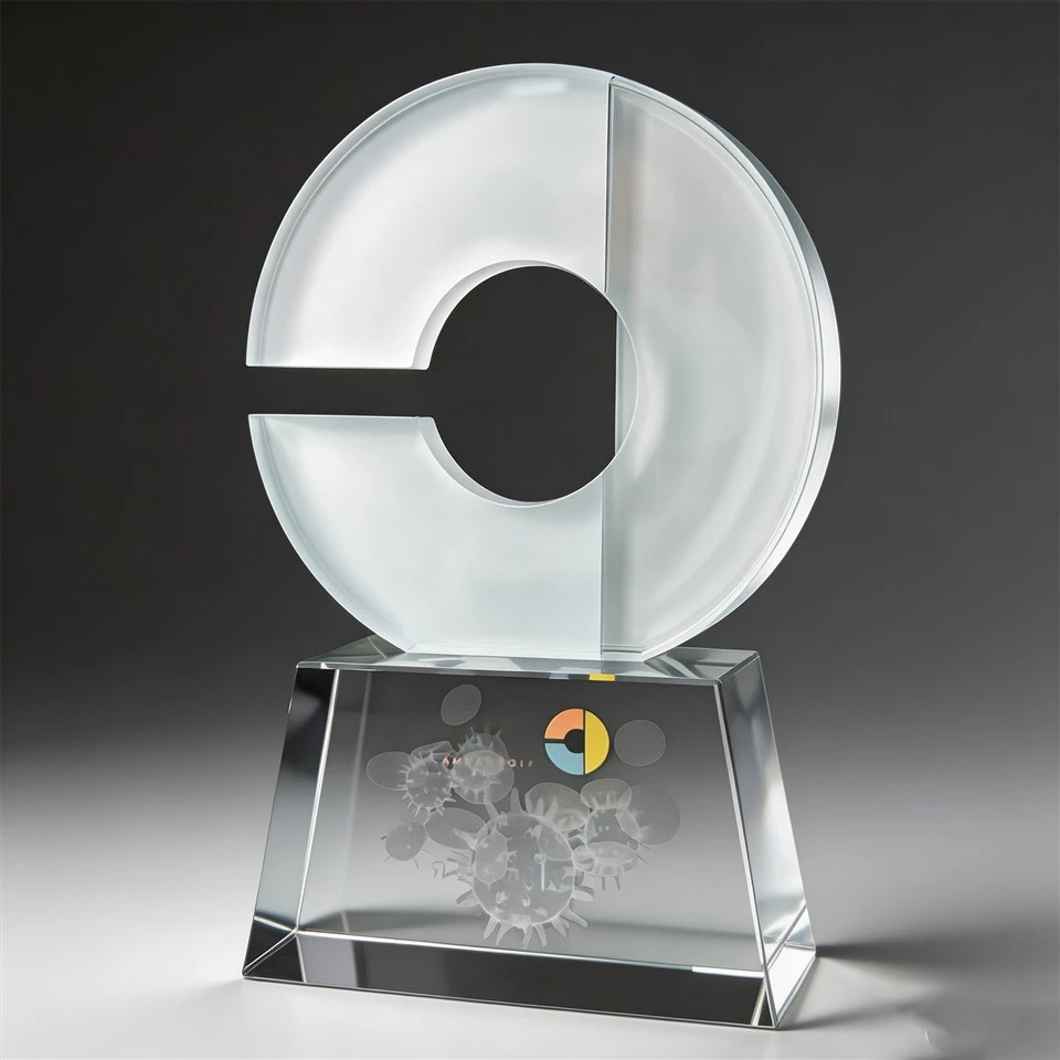 Custom Segmented Circle Crystal Desk Plaque high quality