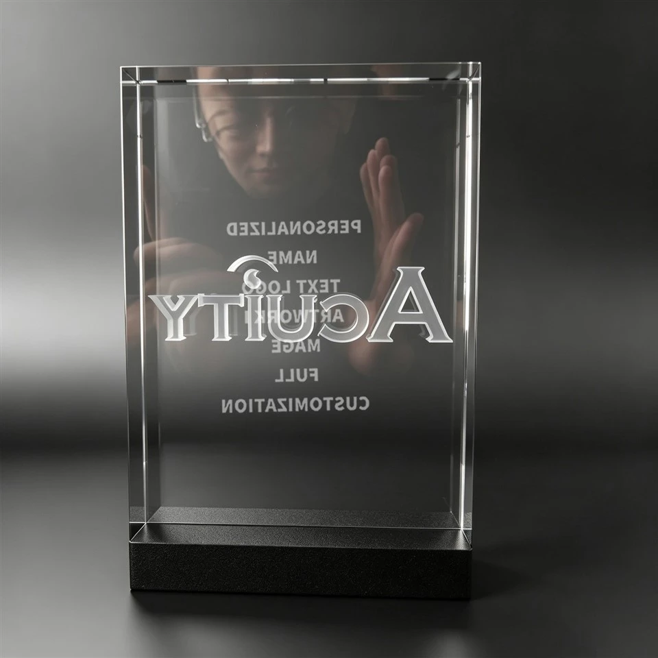 Vertical Rectangle Black Base Crystal Plaque high quality